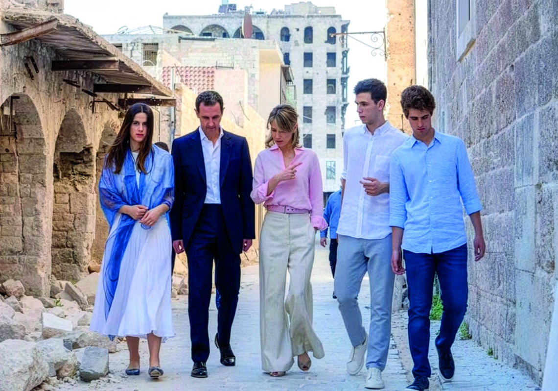 Una de las últimas fotos de Bashar al-Asad, con Asma y los tres hijos de la pareja.