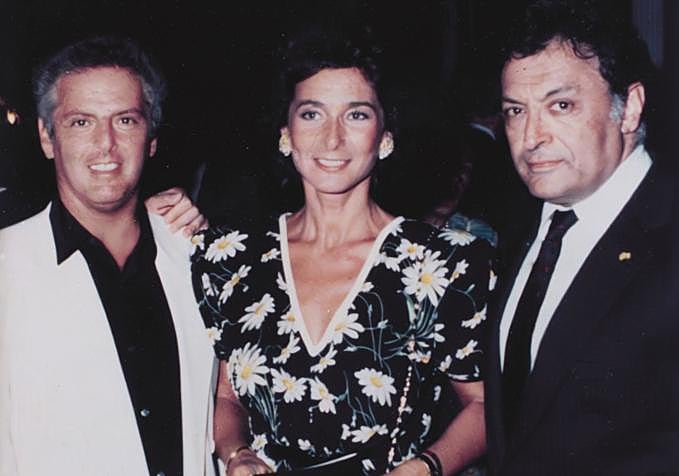 Paloma O'Shea con los directores de orquesta Daniel Barenboim y Zubin Mehta, colaboradores de la Escuela Superior de Música Reina Sofía.