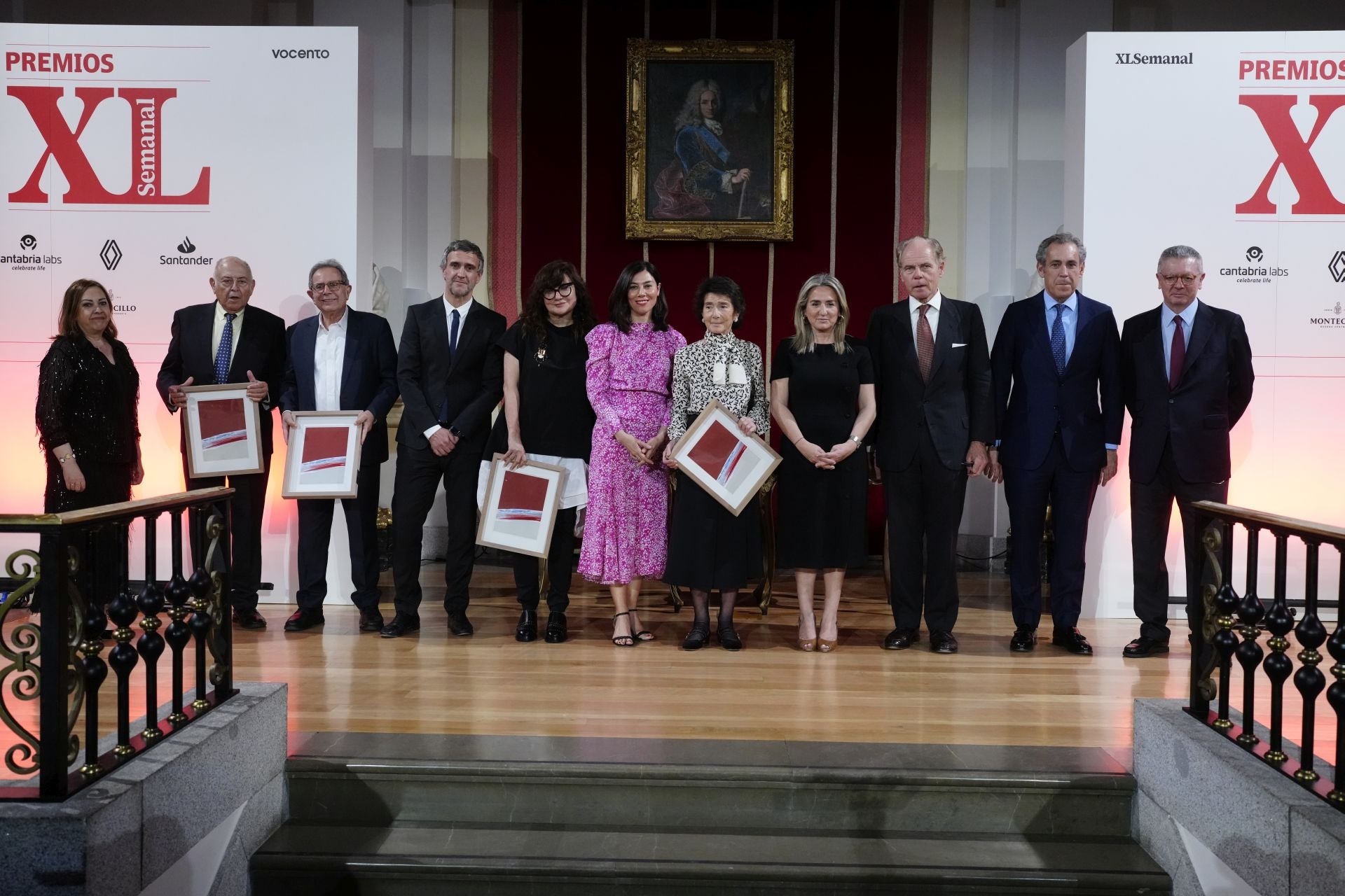 Mar Domínguez, directora de XLSemanal; José Antonio Marina, premio XLSemanal de Pensamiento; Avelino Corma, premio XLSemanal de Ciencia e Innovacion; Fernando Belzunce, director general Editorial de Vocento; Isabel Coixet, premio XLSemanal de Creación; Susana Rodríguez, consejera y presidenta de la Comisión de Investigación y Ciencia de Cantabra Labs; Paloma O'Shea, premio XLSemanal a los Valores; Milagros Tolón, ministra de Educación, Formación Profesional y Deportes; Ignacio Eyriès, presidente de Vocento; Manuel Mirat, CEO de Vocento y Alberto Ruiz-Gallardón, ex ministro de Justicia y vicepresidente de la Fundació Albéniz.
