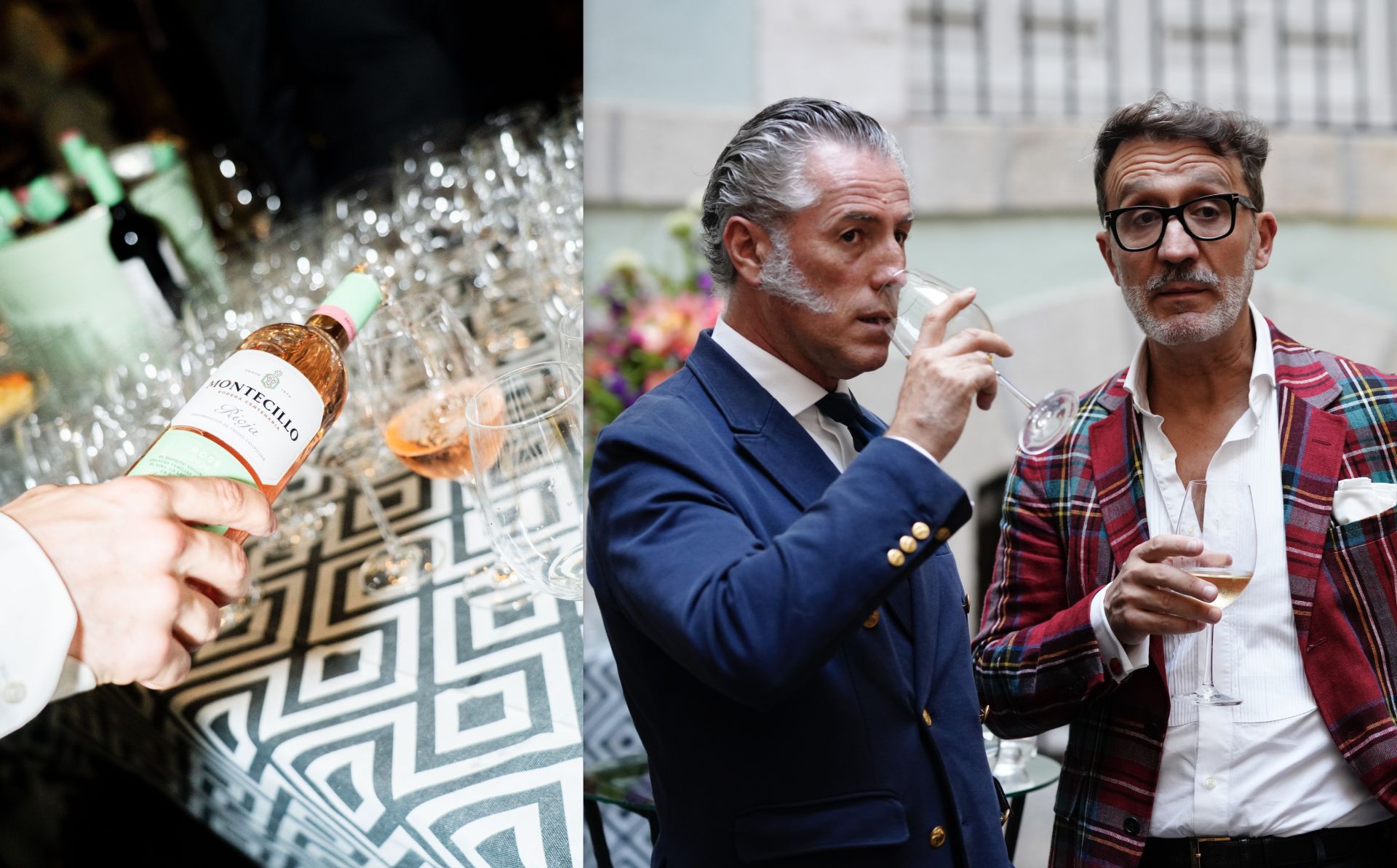 Se bebieron vinos de las Bodegas Montecillo. A la derecha, el pintor Ignacio Goitia y Félix Elórtegui, socio fundador de la agencia de comunicación Binocular.