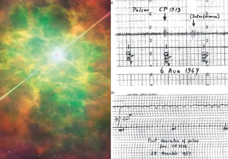 Las notas que Jocelyn Bell Burnell tomó de su importante descubrimiento sobre los púlsares.