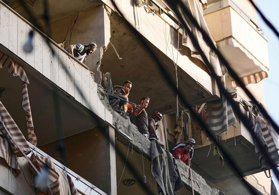 Un edificio de apartamentos al sur de Beirut, tras un ataque aéreo Israelí.
