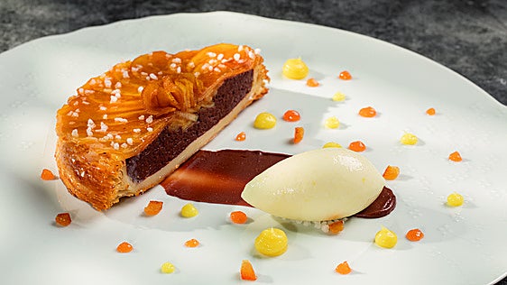 Tarta de peras y franchipán de mandarina