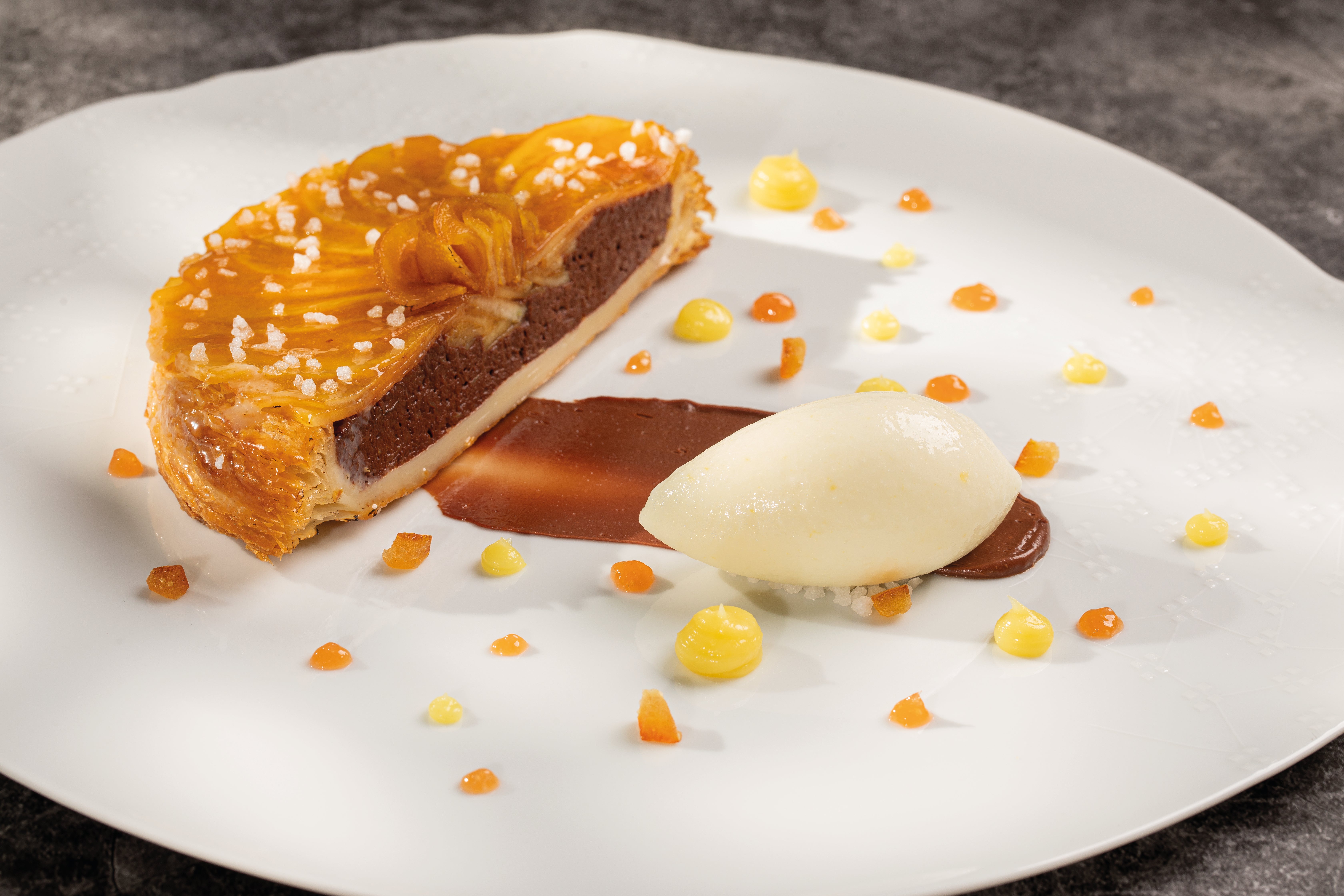 Tarta de peras y franchipán de mandarina