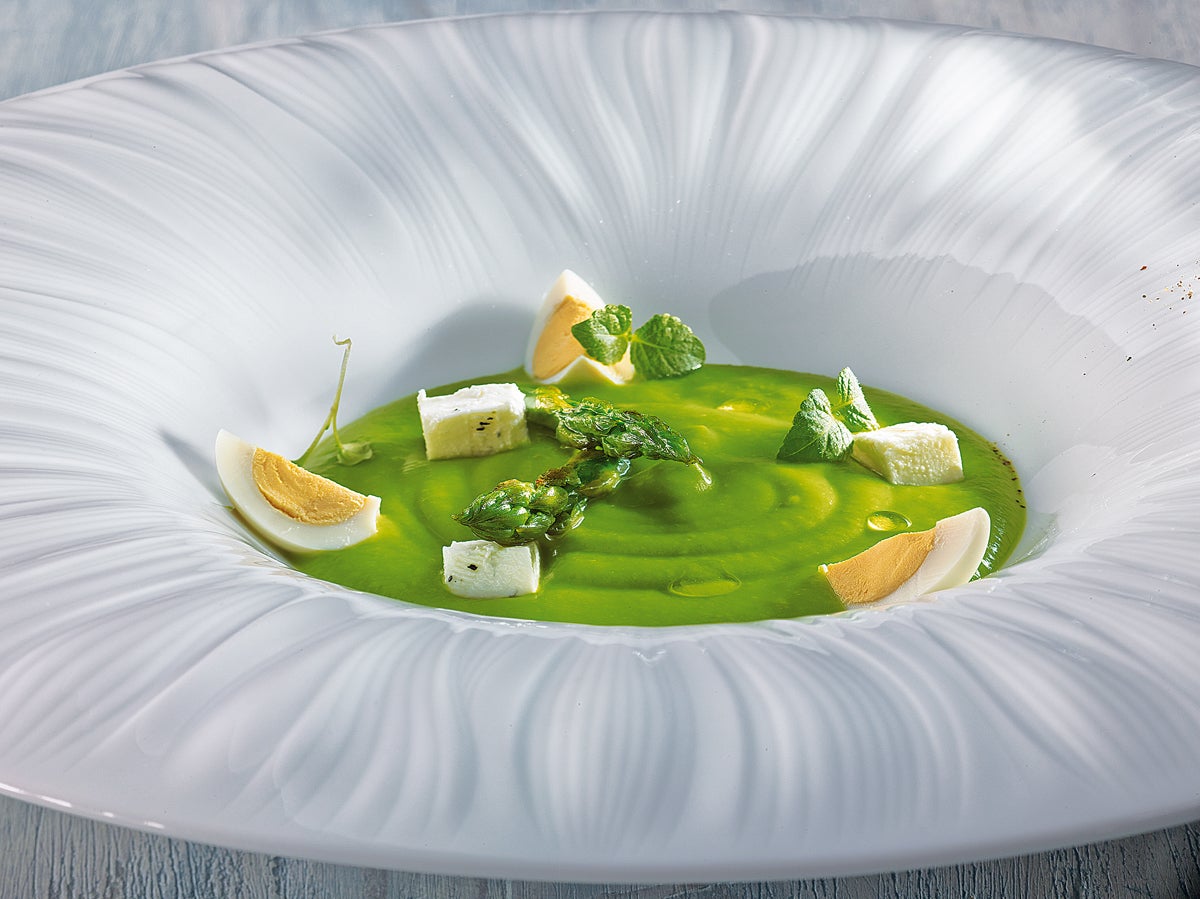 Crema de guisantes congelados