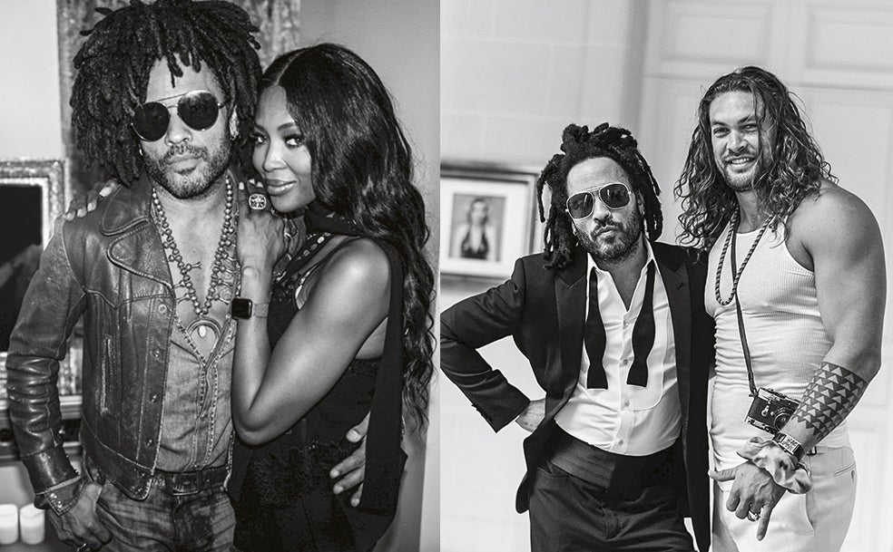El cantante junto a sus dos íntimos amigos: Naomi Campbell –del que es padrino de su hija– y Jason Momoa, el que también fue marido de Lisa Bonet.