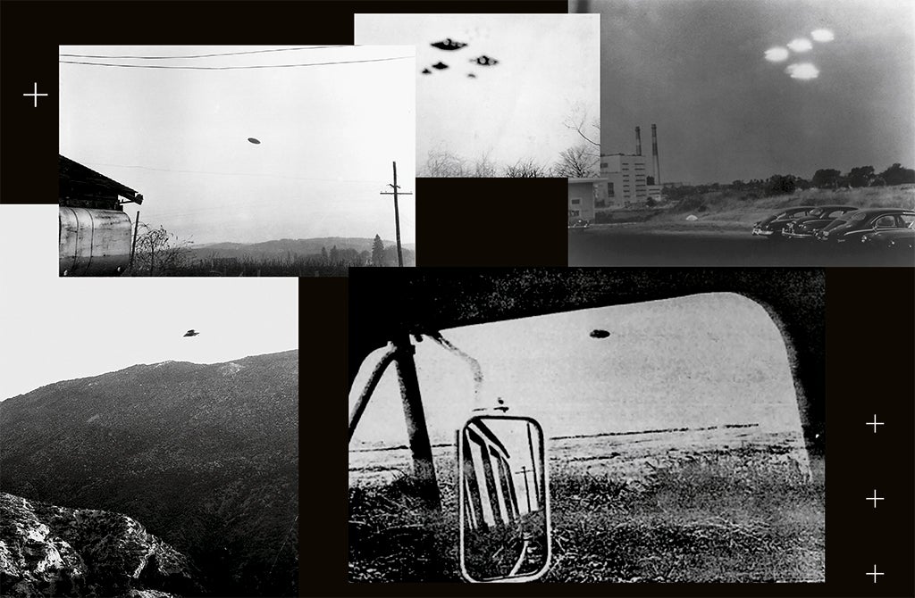 Imágenes de supuestos avistamientos que se recogieron en el Libro Azul de la Fuerza Aérea de Estados Unidos, que investigó el fenómeno OVNI entre 1952 y 1969. El informe se cerró con 710 casos sin resolver, de los casi 13.000 analizados.