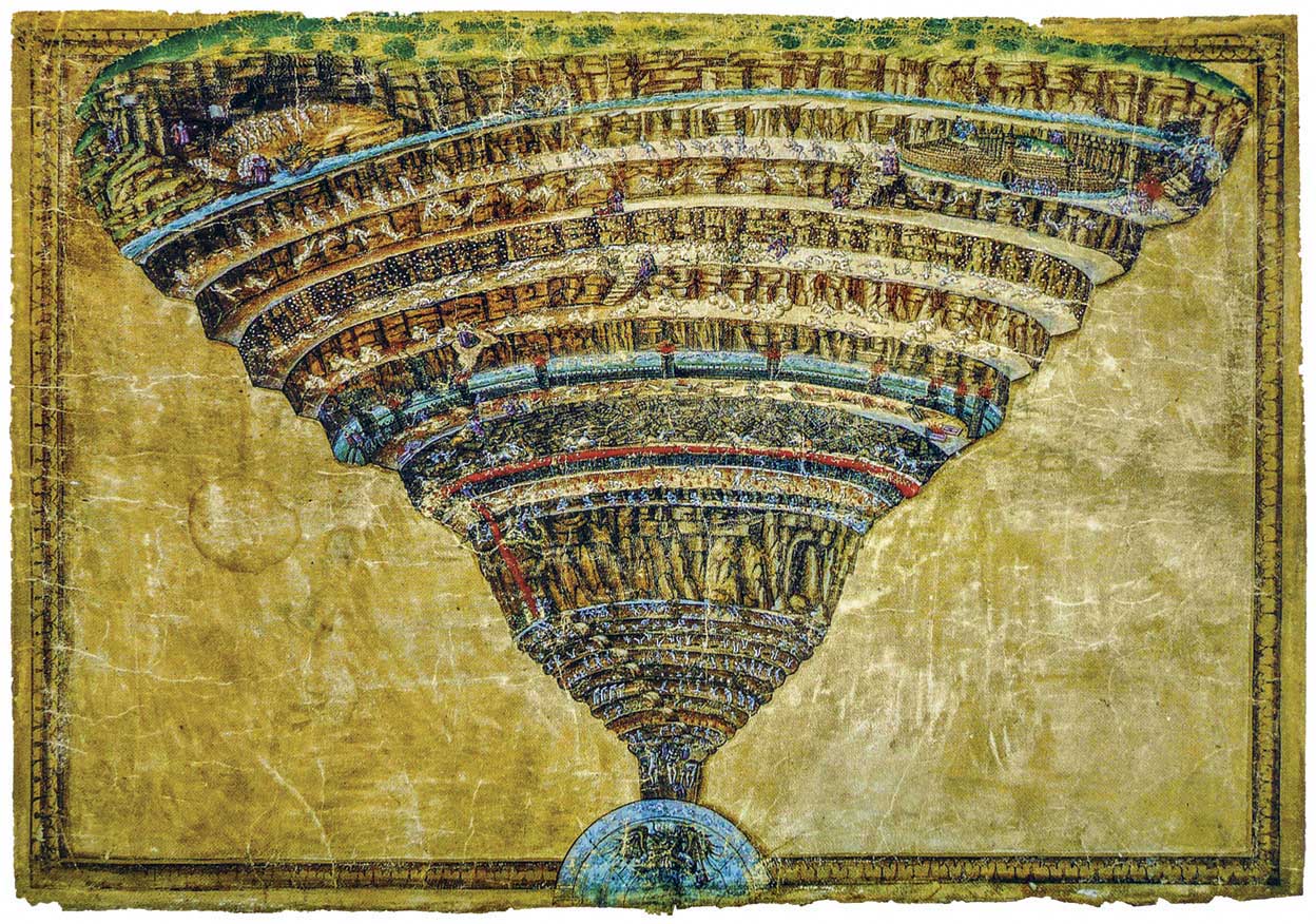 Así imaginó Sandro Botticcelli el Infierno de la Divina comedia. En su noveno círculo, Dante coloca a Caín, Judas Iscariote, Antenor de Troya y otros traidores.