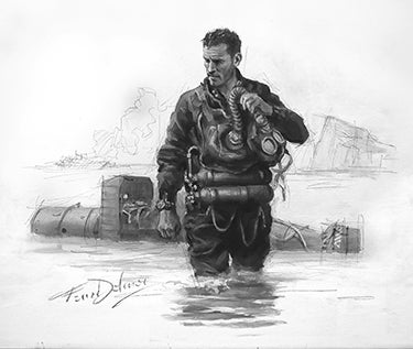 Ilustración de Ferrer-Dalmau para la novela El italiano, de Arturo Pérez-Reverte.