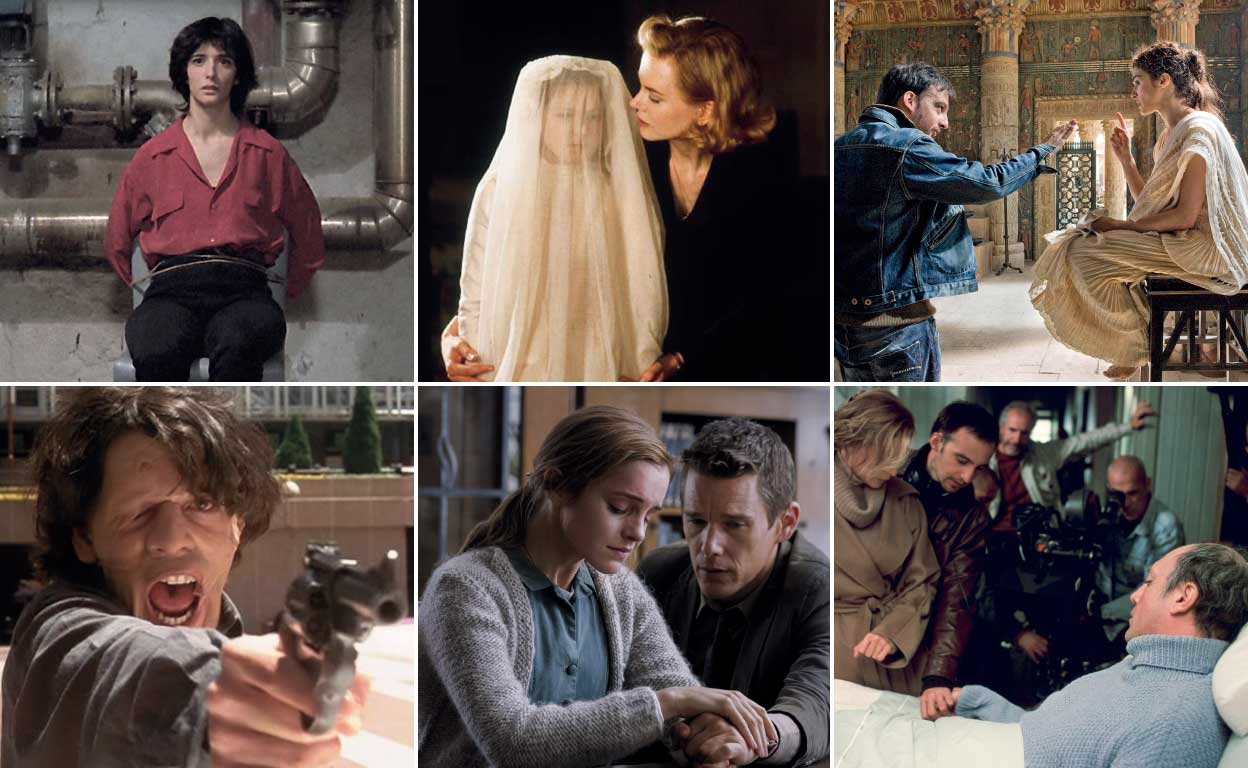 De izquierda a derecha: Tesis (1996), Abre los ojos (1997), Los otros (2001), Mar adentro (2004), Ágora (2009) y Regresión (2015). Sus seis primeras películas suman nueve Goya, un Óscar, un Globo de Oro, varios galardones del cine europeo y premios en festivales como Venecia, Tokio o Sitges.