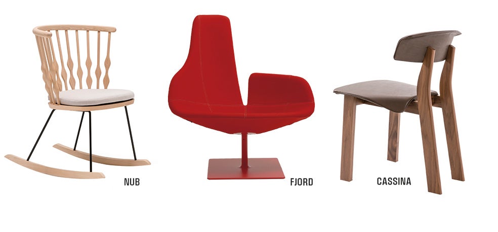 NUB, creada para Andreu World, remite a la infancia de su creadora en casa de su abuela. FJORD, una concha rota y alisada por las olas le inspiró esta colección para Moroso en 2002. CASSINA, inspiración de la aeronáutica en las líneas y materiales tradicionales (madera y piel) para esta silla de comedor.