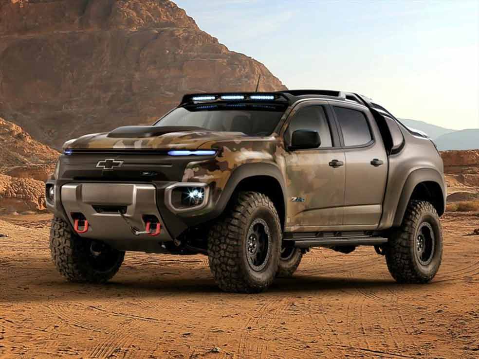 El Chevrolet Colorado ZH2 es un 4x4 eléctrico de tres toneladas y tan silencioso que, cuando se mueve, apenas se escucha el crujido de la tierra bajo sus neumáticos. Su emisión térmica es, además, tan reducida que lo hace invisible a las cámaras infrarrojas.
