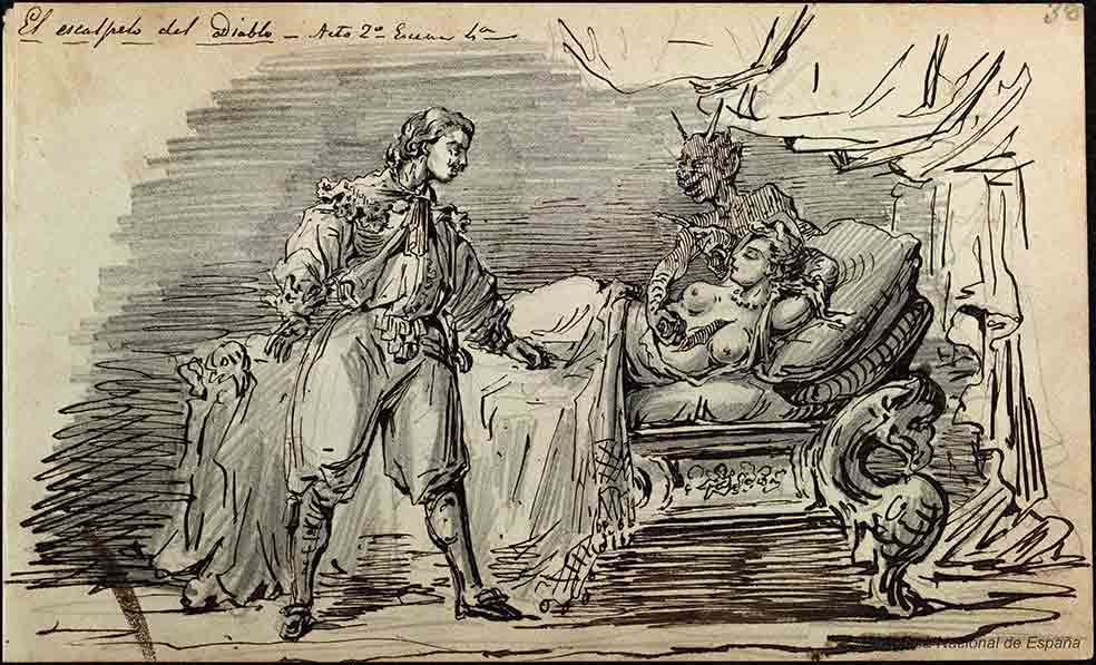 En Madrid conoció la obra de Heine y Lord Byron y se interesó (también en sus dibujos) por sus temas: la fatalidad, la muerte…