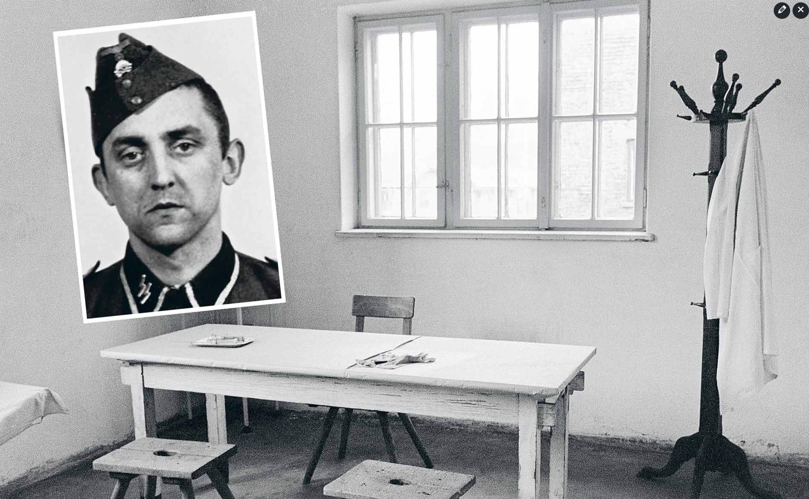 Zafke cuando era oficial de las SS y una imagen de la enfermería del campo de concentración donde trabajó.