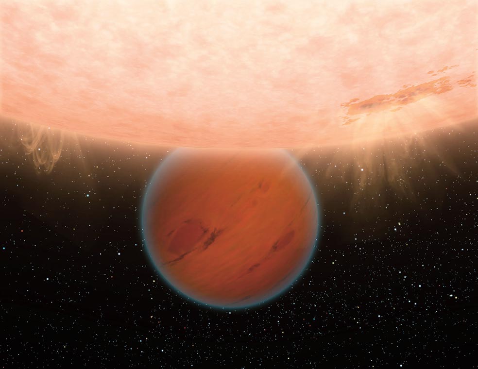 Aunque los astrónomos suelen buscar exoplanetas con la esperanza de que sean habitables, este no tiene pinta... Se llama TOI-2109b, es gigantesco y pertenece a la categoría llamada 'Júpiter calientes'. Y a fe que lo es. Está tan cerca de su estrella, apenas dos millones de kilómetros (Mercurio y el Sol están separados 58 millones de kilómetros), que las temperaturas rondan los 3200 grados centígrados. Y tiene la órbita más corta conocida hasta la fecha: los años solo duran 16 horas.
