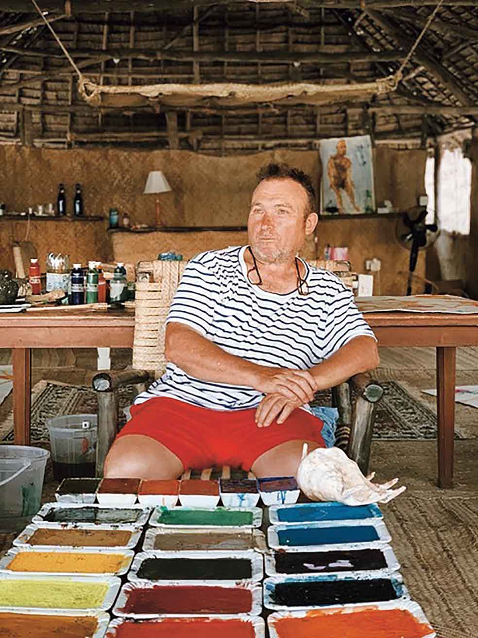 «Me compré acuarelas nuevas. Son colores flúor. Kremer, el fabricante de pigmentos, me hizo unas pastillas enormes de colores muy estridentes. Tenía muchas ganas de probarlas».