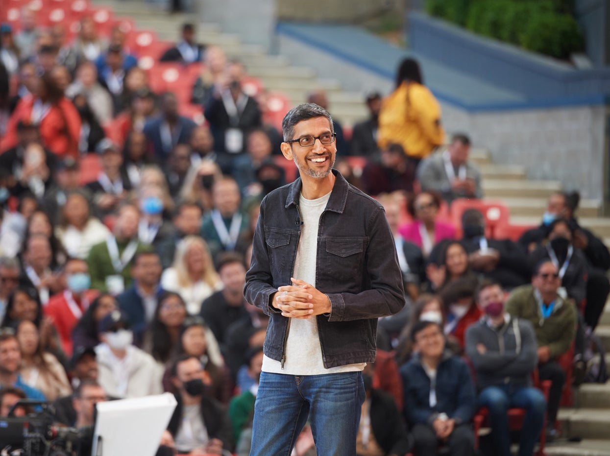 El CEO de Google durante una de sus intervenciones en la conferencia anual de desarrolladores organizada por su compañía.