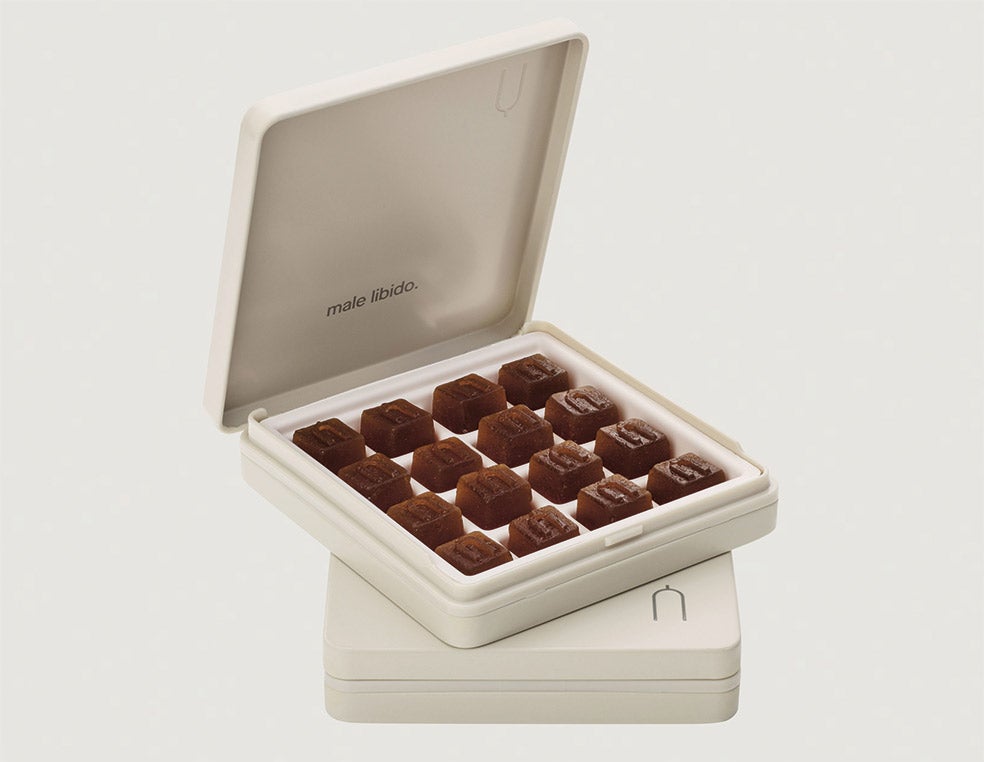 Envase de gominolas para estimular la libido de Maude, marca pionera en este tipo de suplementos para el mercado del bienestar sexual.