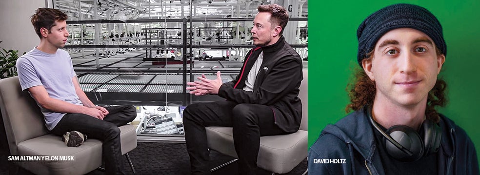 Sam Altman —ingeniero de Stanford que presidió Y Combinator, una incubadora de start-ups valoradas en 65.000 millones— es el CEO de OpenAI, la compañía de inteligencia artificial fundada en 2015, entre otros, por Elon Musk, que dejó el proyecto. Su gran competidor es David Holtz, creador de Midjourney, un pequeño laboratorio de IA con solo once empleados. Holtz es doctor en Matemáticas, fue investigador del Instituto Max Planck y trabajó en la NASA.