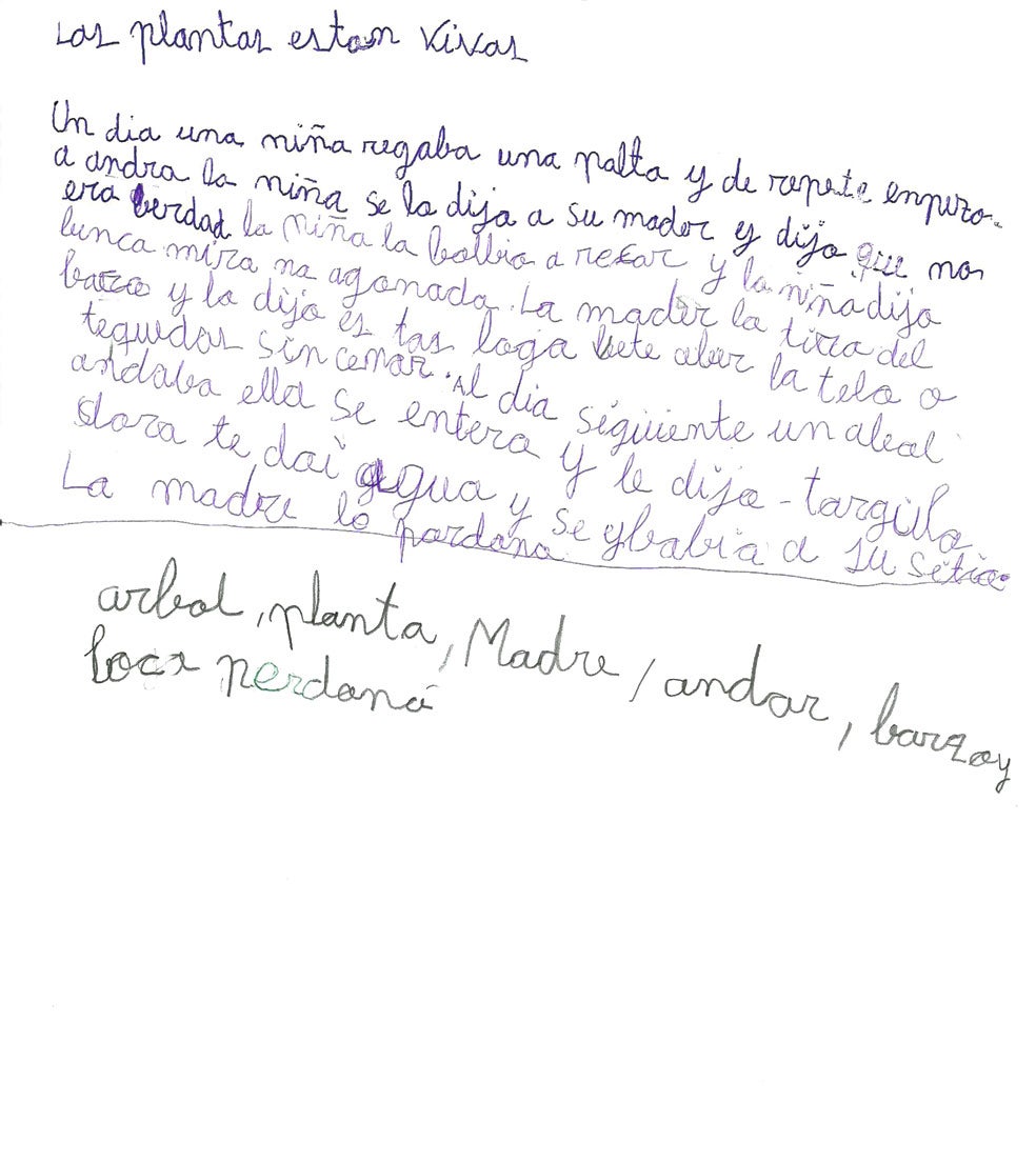 Unos niños confunden el vocabulario que tiene que ver con la orientación espacial; otros tienen tendencia a escribir los números y las letras en espejo; otros tienen una forma extraña de escribir, con omisiones de letras o alteraciones del orden... esta imagen es sólo una muestra.