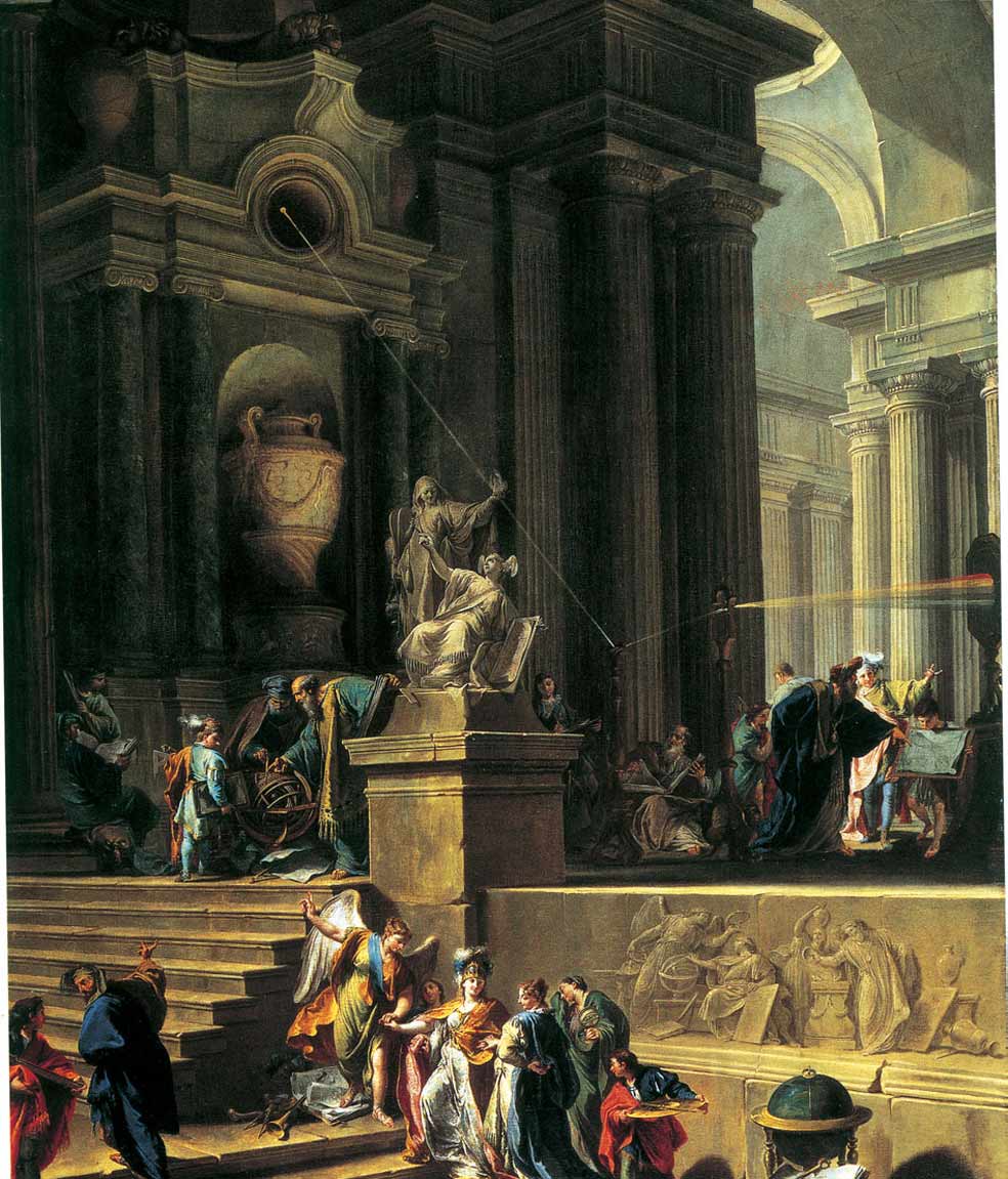 Las disputas científicas de la época tuvieron sus máximos exponentes en Newton y Leibniz. La discusión sobre la gravedad marcó el primer round; la del cálculo diferencial fue la más 'virulenta', y la de los experimentos con la luz, la más 'estética'. Los logros de Newton no sólo eran científicamente decisivos: jugaban con la imagen básica de la Ilustración –la luz–, tanto que inspiraron a artistas como Pitoni y Valeriani en su Monumento alegórico a Newton.