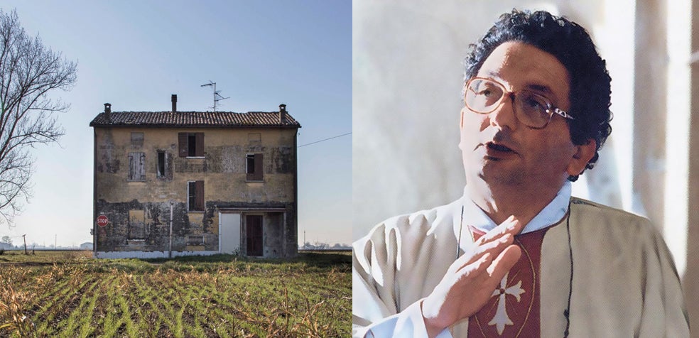 Acusaron al párroco Giorgio Govoni (a la derecha) de ser el jefe de la secta satánica y pedófila. Él había ayudado a la familia Galliera, la primera implicada en el caso, a encontrar casa (a la izquierda).