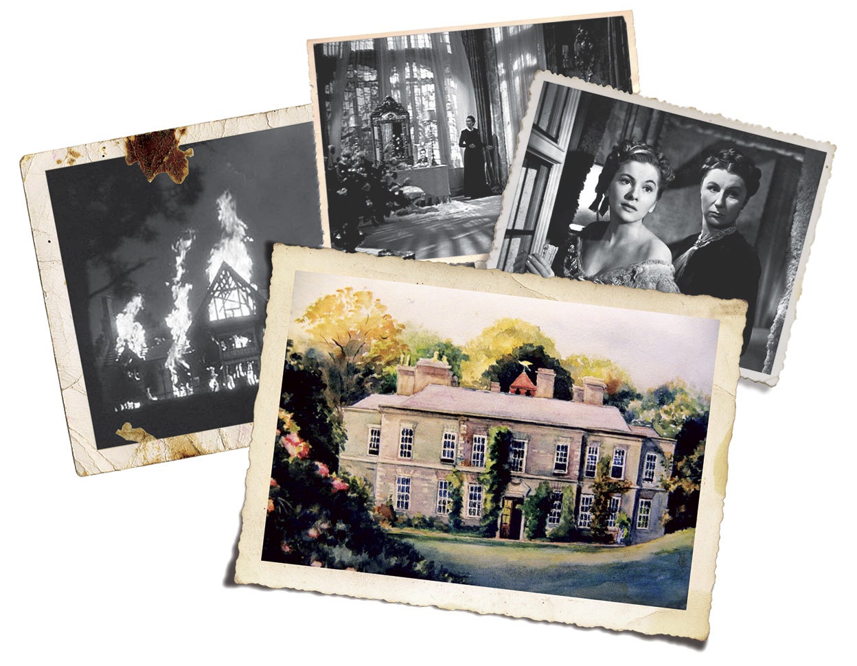 Imágenes de la película y de la mansión Menabilly, que inspiró la ficticia Manderley, en la que se desarrollara la acción.