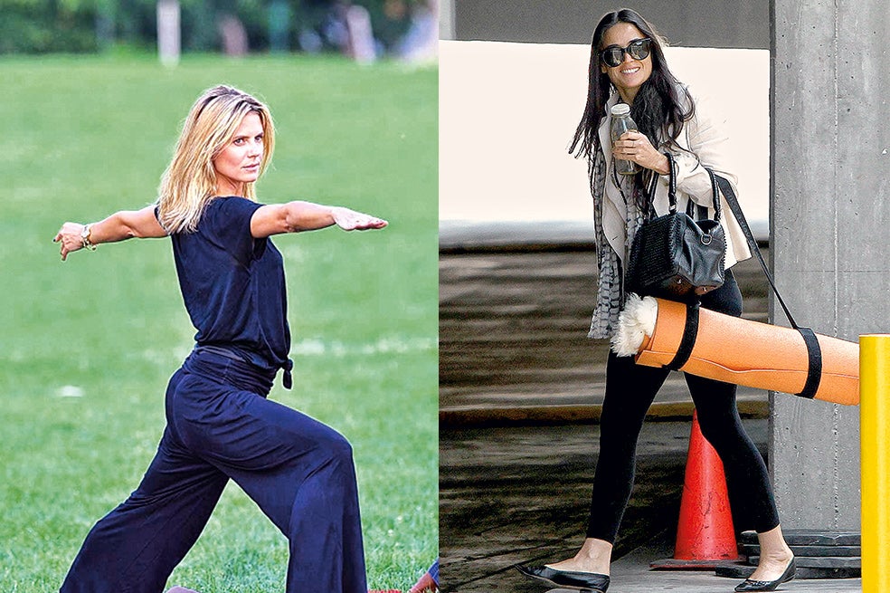Heidi Klum y Demi Moore están entre las celebrities que practica yoga. Moore, a sus 60 años, asegura que lo combina con el boxeo.