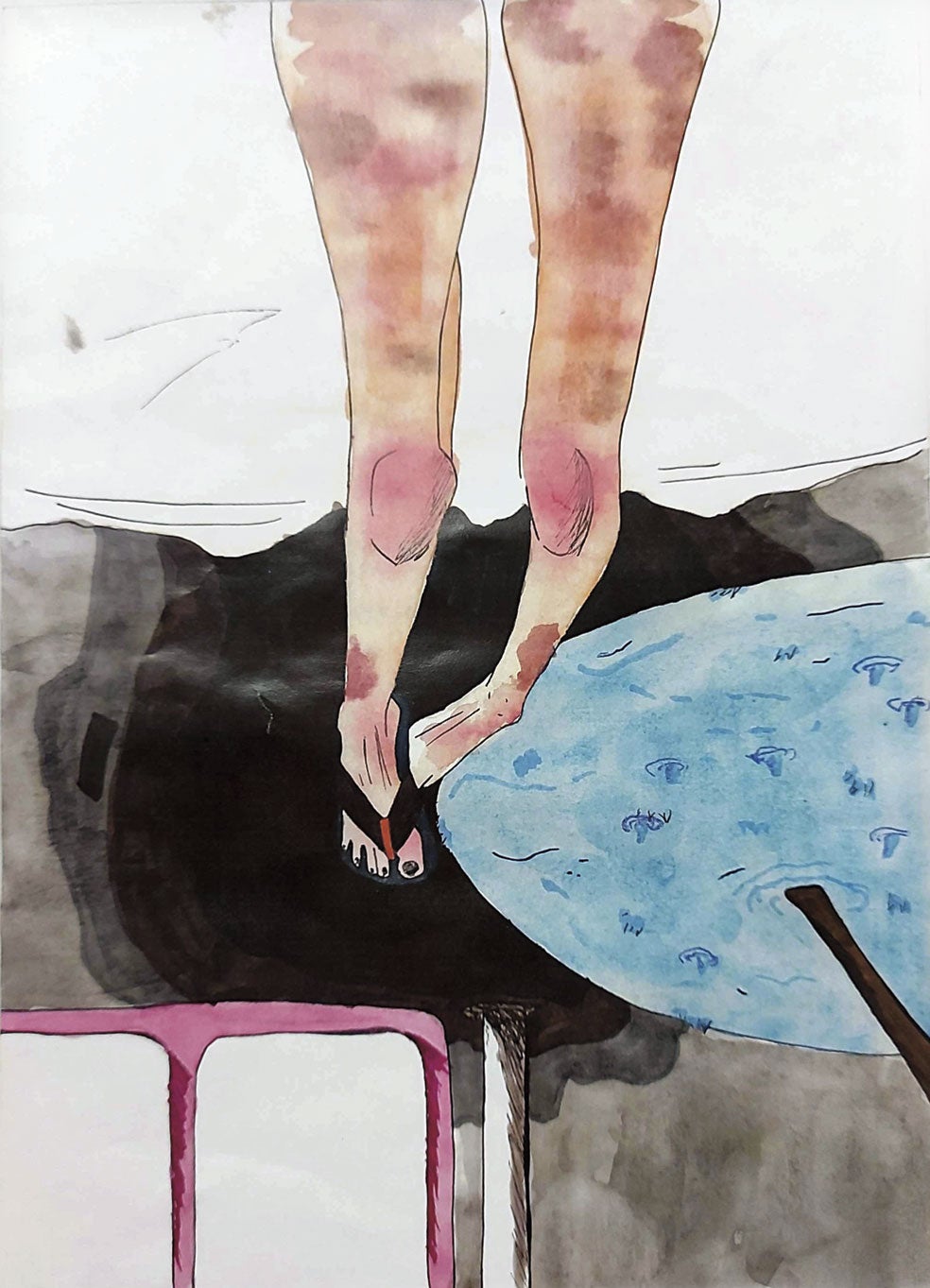 Dibujo realizado por una adolescente de 14 años «con graves episodios de tristeza, autolesiones e ideación suicida», según los médicos.