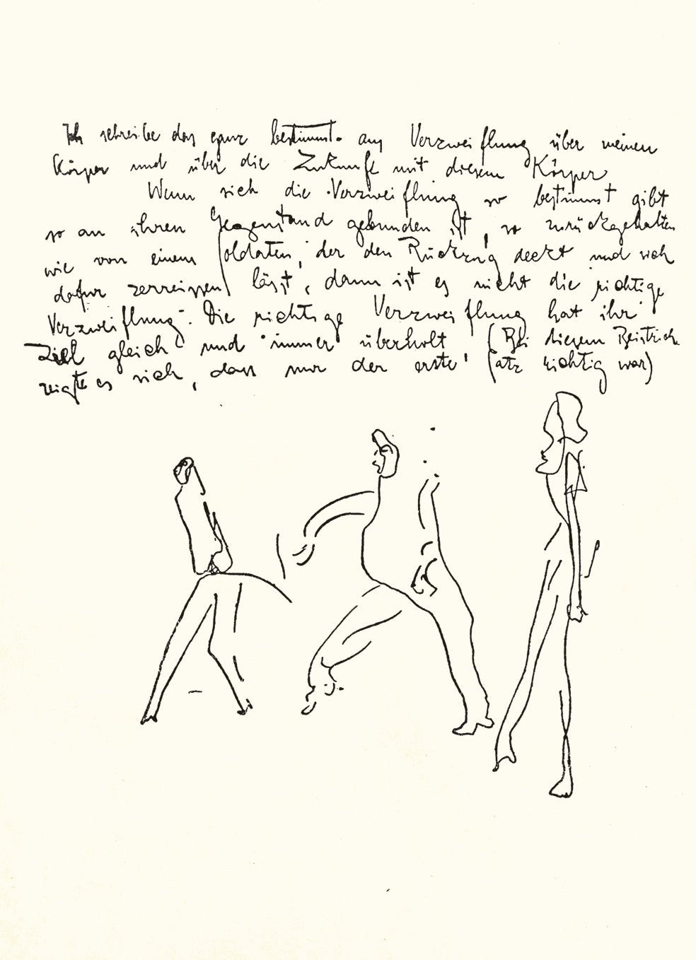 Fragmento de 1910 de los Diarios, de Kafka, con dibujos hechos por él mismo.