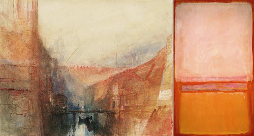 Los paisajes de Turner, protagonizados por el color y la luz, fueron desprendiéndose cada vez más del dato concreto en busca de la sensación pura y del sentimiento de lo sublime. Rothko, su mayor admirador, siguió como pocos sus teorías sobre la capacidad del color para inducir estados espirituales en el espectador.