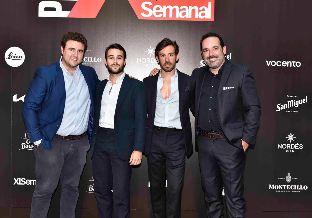 Miguel Ángel Rodríguez, de Mahou San Miguel, con los influencers Manuel Ordovás y Miguel Arizona, y Antonio Esteban.