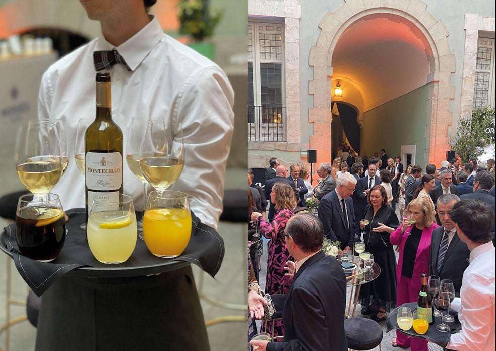 Uno de los momentos del cóctel de bienvenida, en el histórico y acogedor patio de la Real Academia de Bellas Artes de San Fernando.