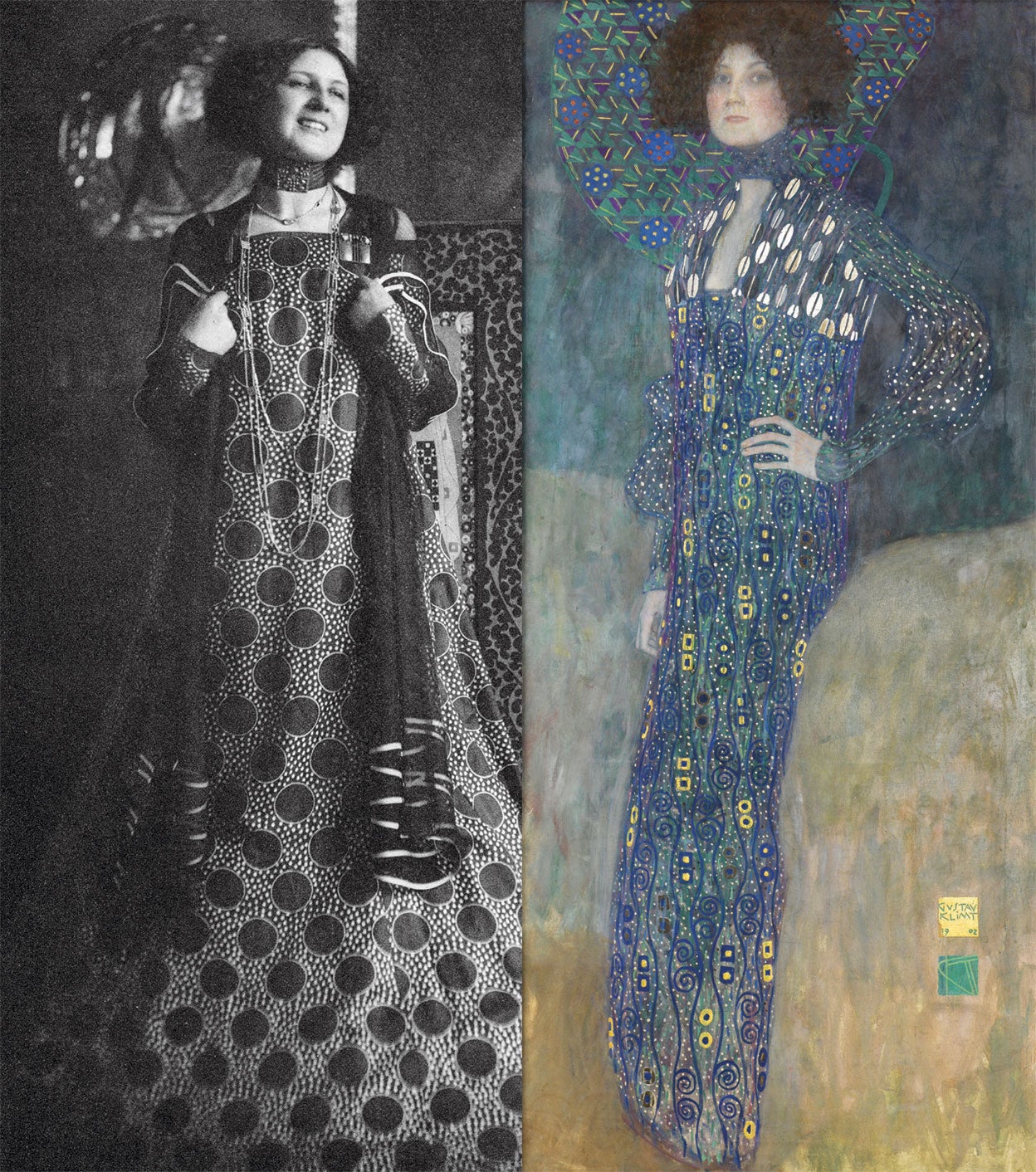 A la diseñadora de moda Emilie Flöge, Gustav Klimt le legó la mitad de sus bienes. Además de la protagonista de este retrato, se cree que ella es la modelo de El beso.