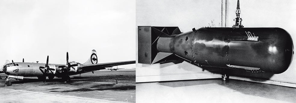Desde un Boeing B-29 bautizado como Enola Gay se lanzó la bomba atómica sobre Hiroshima. Los americanos llamaron Little Boy al potente artefacto, cargado con 64 kilos de uranio. Explotó a las 8.15 de la mañana del 6 de agosto de 1945.