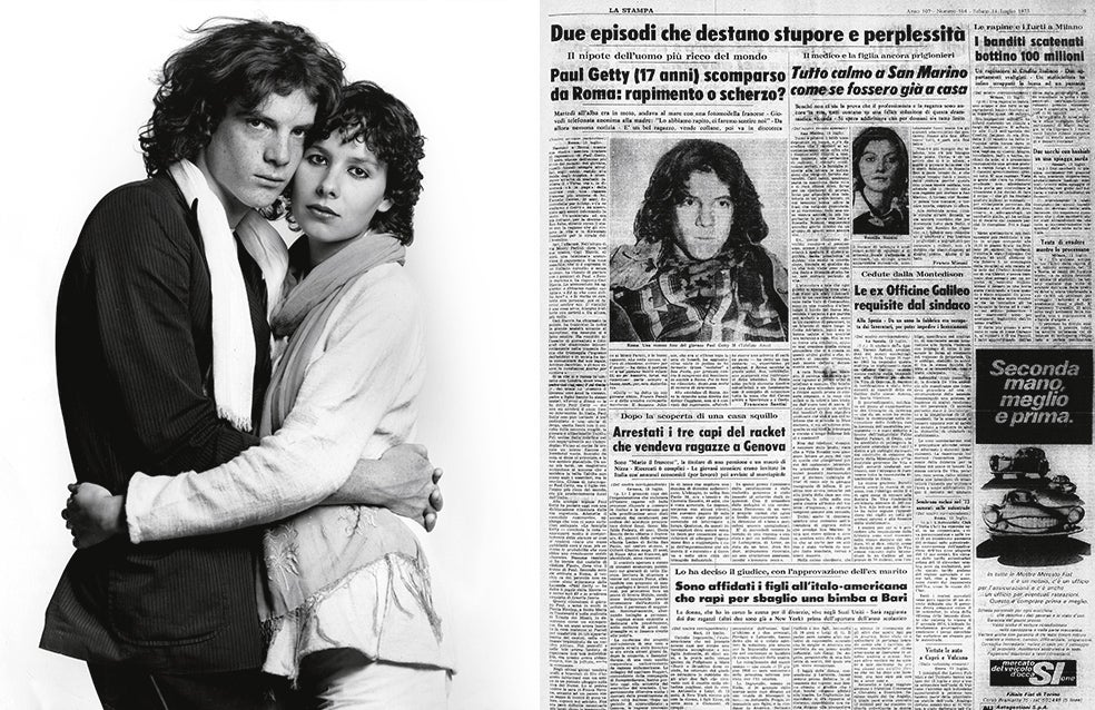 El joven Paul Getty y su esposa, Gisela.