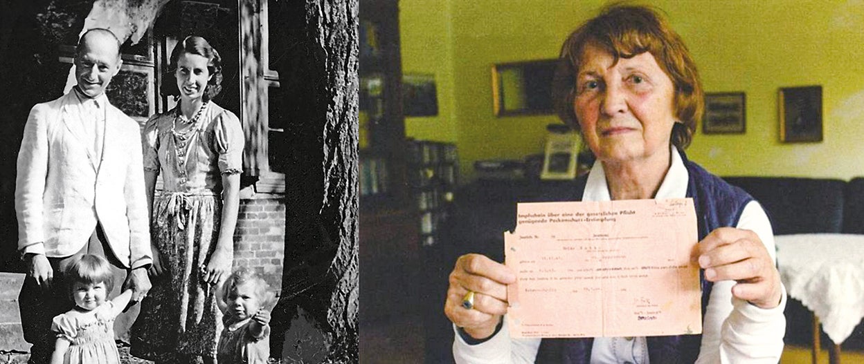 Ingrid hoy (derecha) y con su hermano y sus padres adoptivos (a la izquierda). Estos se divorciaron poco después de esta foto. Su madre tenía problemas mentales y los niños pasaron años en un centro infantil hasta que volvieron con su padre. Lo que ella averiguó luego sobre su origen era aún más difícil de digerir.