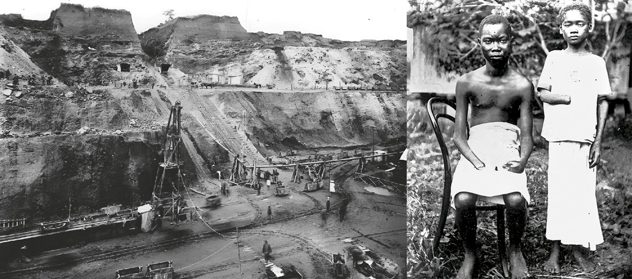 Los belgas descubrieron la mina de uranio de Shinkolobwe en 1915. En los cincuenta fue cerrada por el Gobierno por falta de seguridad, pero se siguió extrayendo uranio de forma irregular. Se cerró en 2004. Sigue siendo un lugar peligroso por los residuos radiactivos. Los esclavos congoleños que trabajaban allí recibían todo tipo de castigos. Amputarles manos y pies fue una práctica habitual durante la ocupación belga.