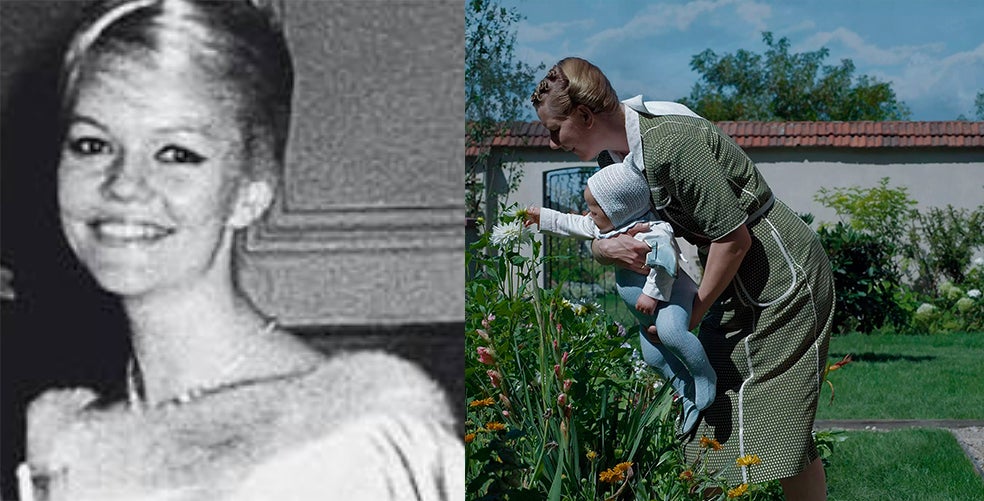 La película británica La zona de interés reconstruye la vida familiar 'idílica' de Rudolf Hoesss en una casa situada junto al campo de exterminio. A la derecha, Brigitt, años después, en su etapa de modelo.