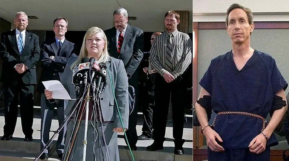 Elissa, a las puertas del juzgado que condenó a Warren Jeffs por primera vez, gracias a su testimonio.