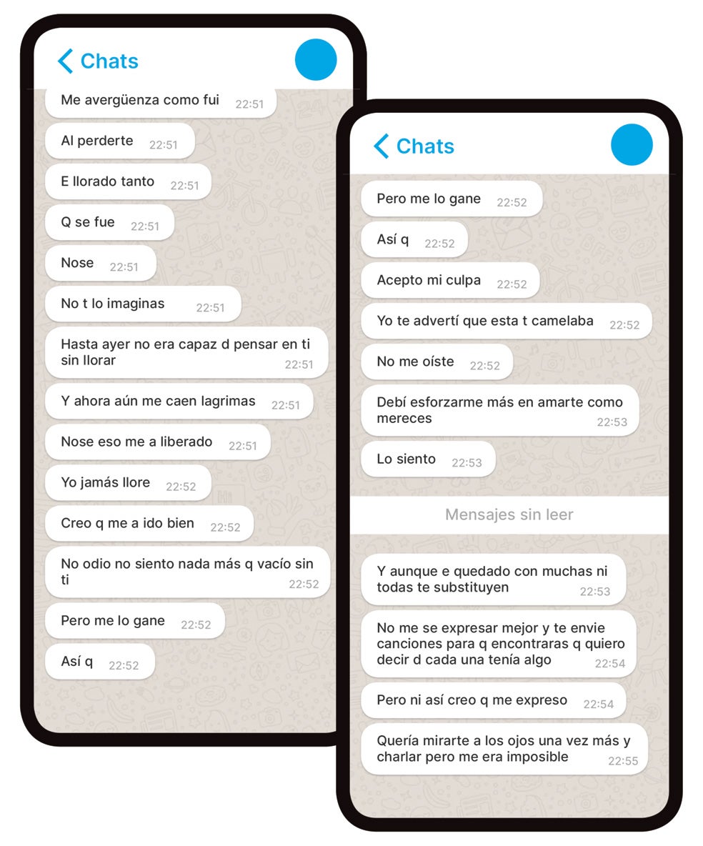 En el juicio contra Rosa Peral y Albert López, el llamado 'crimen de la Guardia Urbana', fueron claves los mensajes recuperados de sus móviles (algunos reproducidos en esta foto-ilustración).