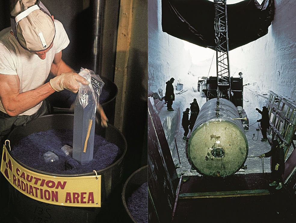 Camp Century estaba ubicado a más de 200 kilómetros de la base más cercana, Thule. Utilizar el diésel como fuente de energía no era viable: el transporte sobre el hielo era muy difícil, a veces imposible. ¿Solución? Un reactor nuclear portátil, el primero jamás fabricado. Al abandonar la base, dejaron todo detrás, pensando que la nieve se iría acumulando sobre las instalaciones. No contaban con el cambio climático. Los residuos nucleares. Un peligroso material que sigue (cada vez menos) bajo el hielo.