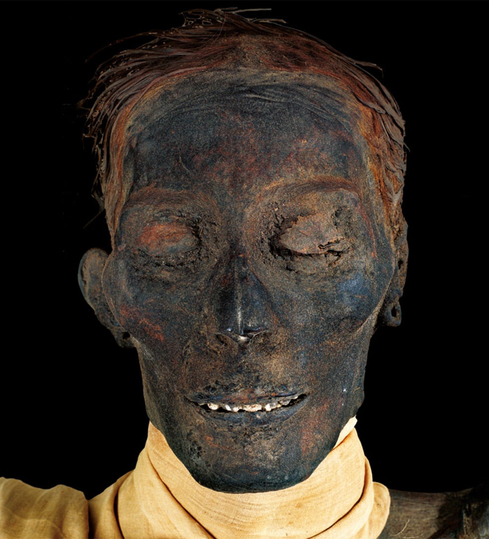 Cuando le quitaron las vendas, en 1903, la momia de Tutmosis IV estaba ennegrecida por el alquitrán, el cabello, teñido; las orejas, perforadas y el pene, cercenado.