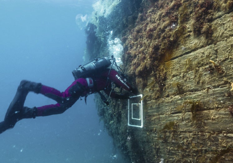 Imagen principal - Cajones abiertos. Erebus y Terror eran navíos ingleses de guerra que fueron reforzados para la misión en el Ártico. El Terror tenía chimenea, algo raro en un velero de la época, porque transportaba una enorme máquina de vapor para impulsarse a través del hielo. Sus pecios se conservan muy bien: se ha hallado la rueda del timón del Terror, la campana del barco, el ancla, botellas de vino, latas de conservas en los estantes, incluso escritorios con los cajones abiertos dentro de los camarotes.
