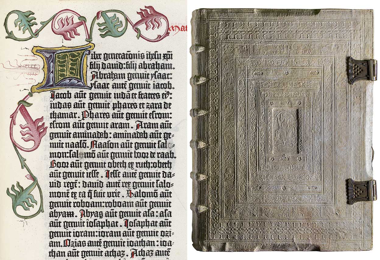 Incunables son los libros impresos desde 1454 hasta el 31 de diciembre de 1500. Se estableció así cuando se celebró el bicentenario de la imprenta. Se cree que hay unos treinta mil incunables. Las letras capitulares de la 'Biblia de Gutenberg' se coloreaban a mano.