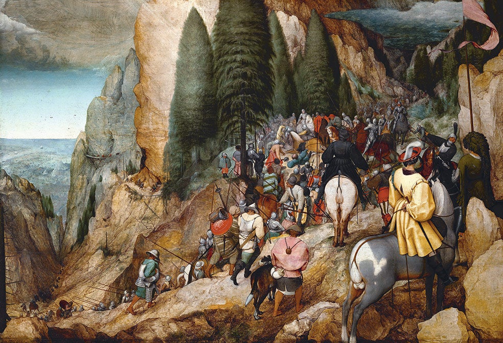 Hay quien cree que Bruegel se pone del lado de Flandes en su conflicto con España y por eso españoliza a los soldados de sus obras. No lo cree Alejandro Vergara: «Pintaba para la élite de los Habsburgo, para gente próxima al régimen. Además, los Países Bajos se sublevan contra Felipe II en 1568, después de sus cuadros: Bruegel muere en 1569», explica.