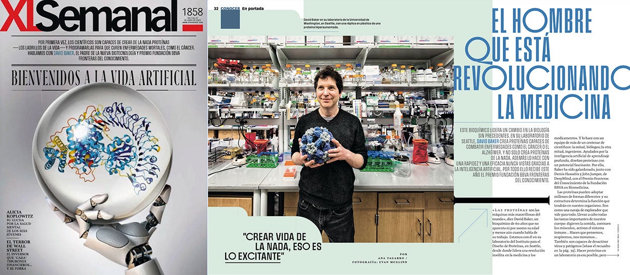 La portada con la entrevista a David Baker, premiado por la Fundación BBVA Fronteras del Conocimiento, se la dedicamos a los futuristas avances que implica la creación de proteínas en laboratorio.