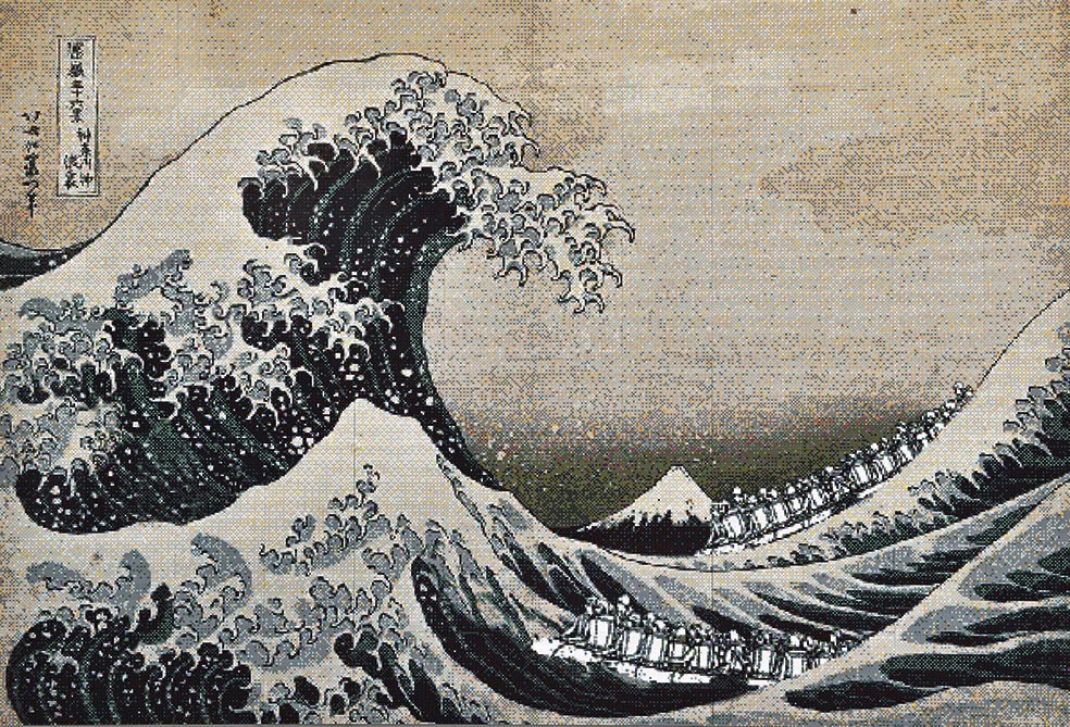 «Ningún refugiado lo es por voluntad propia. Es un acto heroico». Aquí, la obra Surfing (After Hokusai), inspirada en La gran ola, de Hokusai.