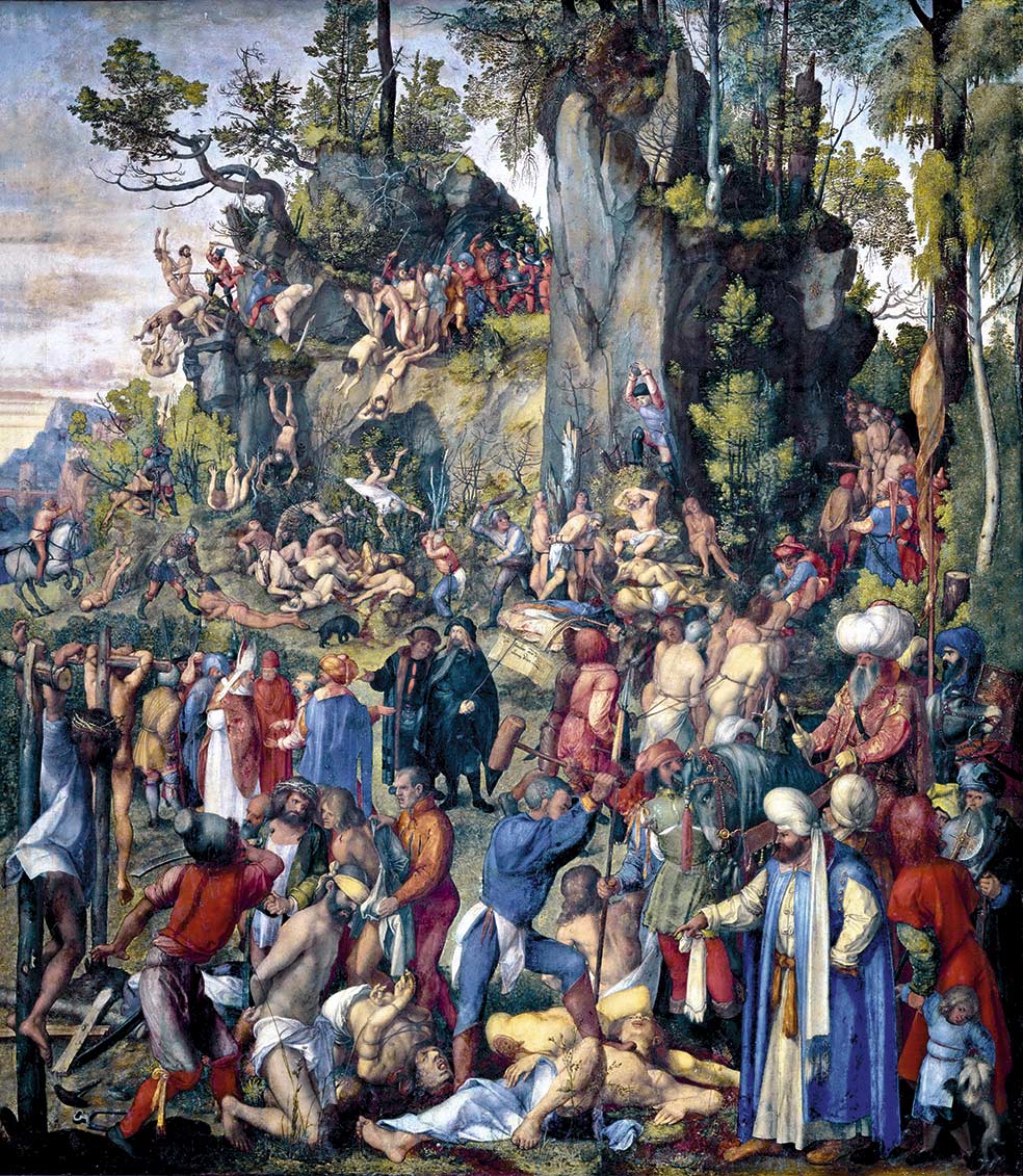 El martirio de los diez mil cristianos fue un encargo de Federico III de Sajonia. Pintó para reyes y el emperador Maximiliano I.