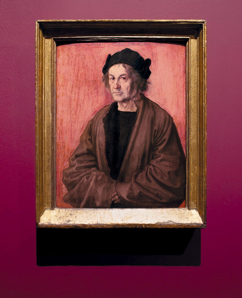 Retrato de su padre. Durero no quiso ser orfebre como él, pero se formó de niño en su taller. Estaba muy unido a él.